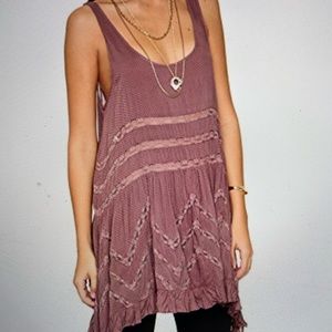Free people trapeze slip dress fawn polka dot